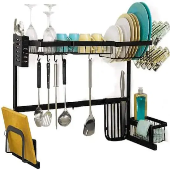 NEX&trade; 38" Black 2-Tier Stainless Steel Over the Sink Dish Rack {1}