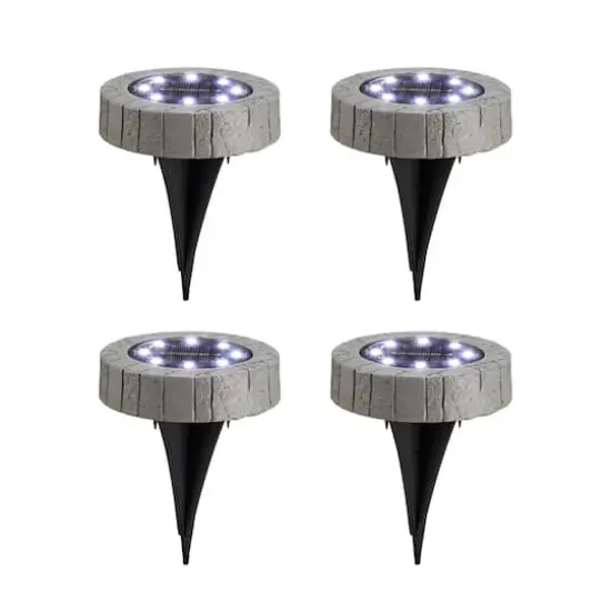 Glitzhome&reg; 5.25" Solar Powered Disk Outdoor Pathway Lights, 4ct. {1}