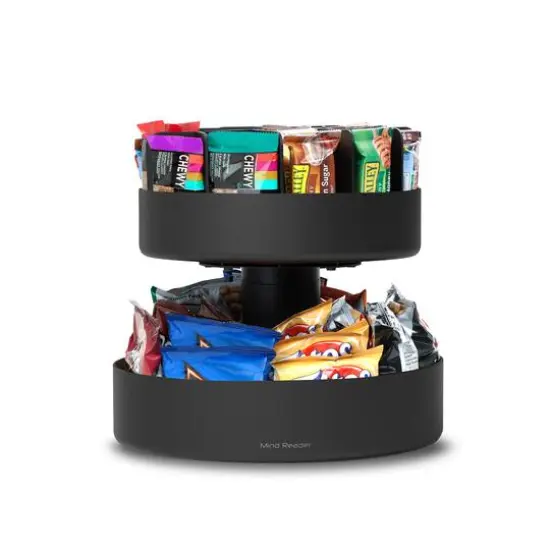 Mind Reader Black 2-Tier Lazy Susan Granola Bar and Snack Organizer {10}