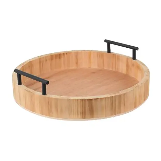 12" Round Wood Tray with Handles by Ashland&reg; {3}