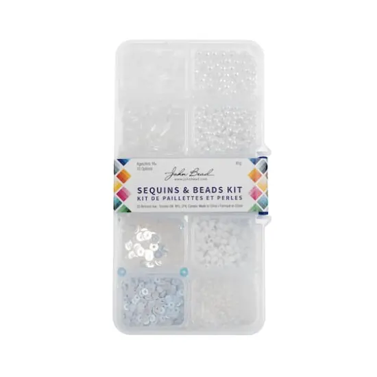 John Bead Mixed Sequins & Beads Kit White {4}