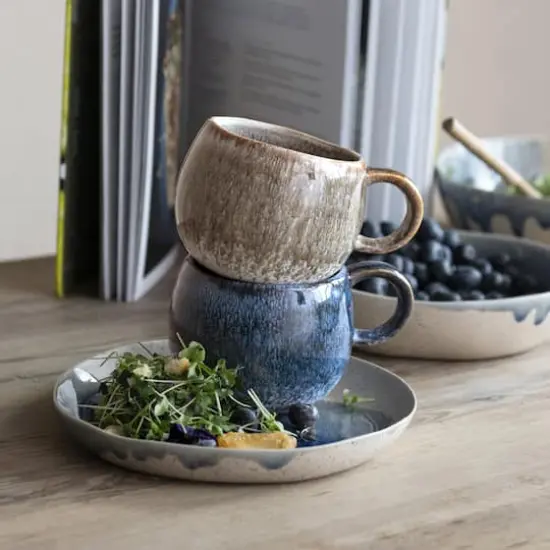 Hello Honey® 16oz. Brown & Blue Round Stoneware Mug Set, 2ct. {4}