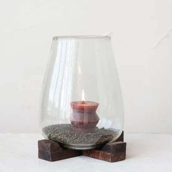 Hello Honey&reg; 11" Glass Hurricane Candle Holder {3}