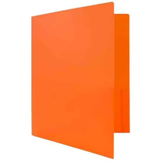 JAM Paper Heavy Duty Plastic 2-Pocket Folders, 6ct. Orange {6}