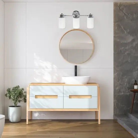 Lalia Home Essentix 3-Light White Shade Vanity Chrome {7}