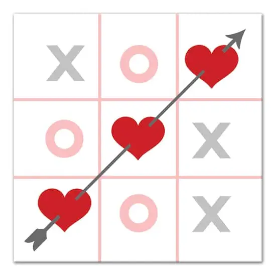 Tic Tac Toe Hearts 12" x 12" Canvas Wall Art {1}