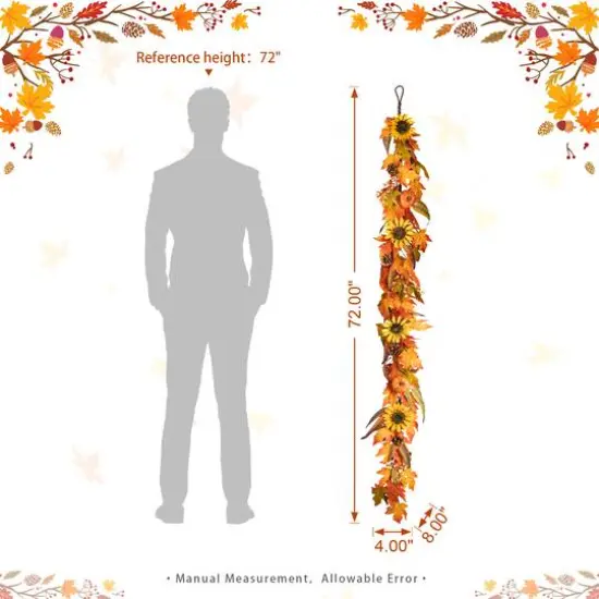 Glitzhome&reg; 6ft. Fall Maple Leaf & Sunflower Garland {9}