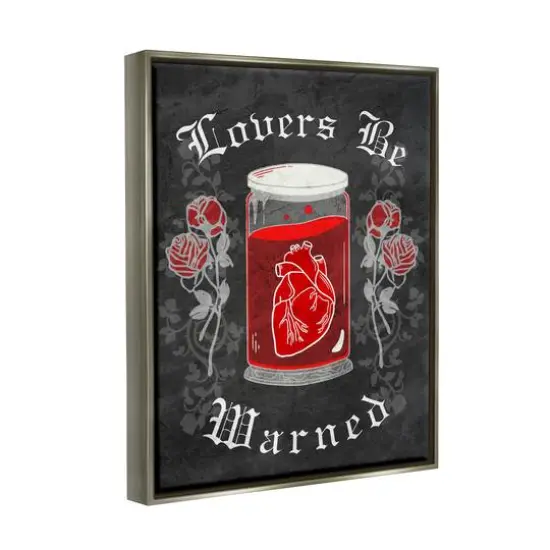 Stupell Industries Spooky Heart In Jar Framed Floater Canvas Wall Art Gray {4}