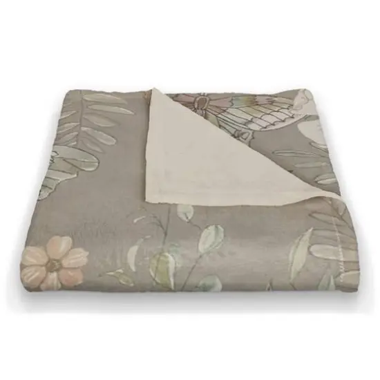 Butterflies Coral Fleece Blanket Gray {3}