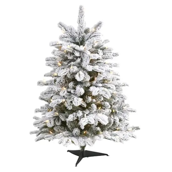 3ft. Pre-Lit Flocked North Carolina Fir Artificial Christmas Tree with Warm White Lights {1}