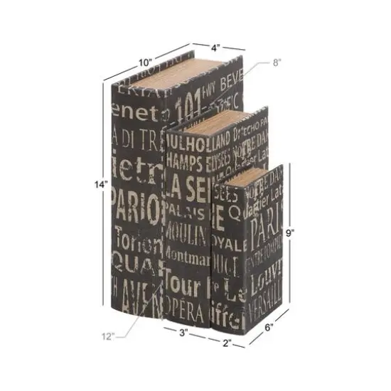 Black French Themed Typography Wood Traditional Box Set {7}