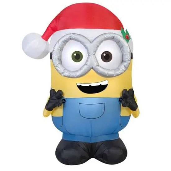 3.5ft. Airblown&reg; Inflatable Minion Bob in Santa Hat {1}