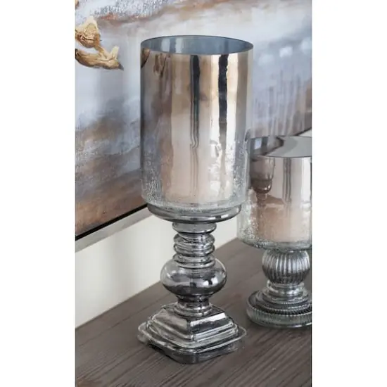 17" Black Glass Traditional Candle Holder {8}