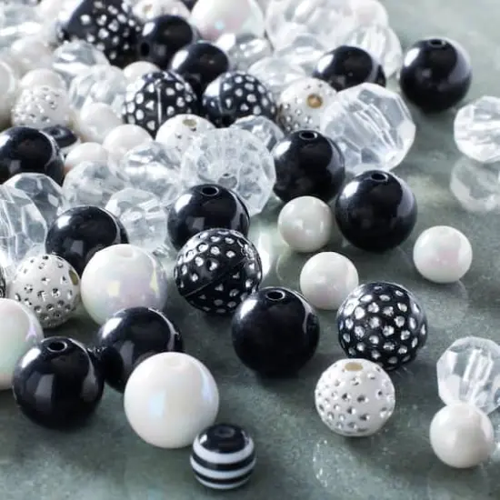 Mixed Black, Clear & White Craft Beads By Bead Landing&trade; {3}