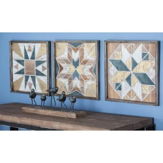 15" Brown Wood Farmhouse Abstract Wall Decor, 3ct. {8}