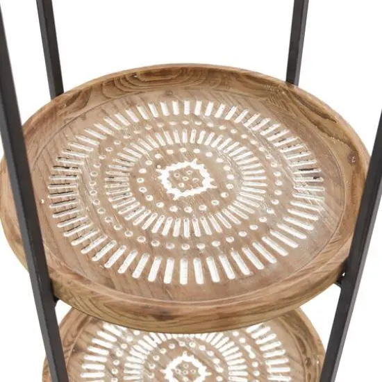 Brown Wood Traditional Shelving Unit 64" x 17" x 17" {4}