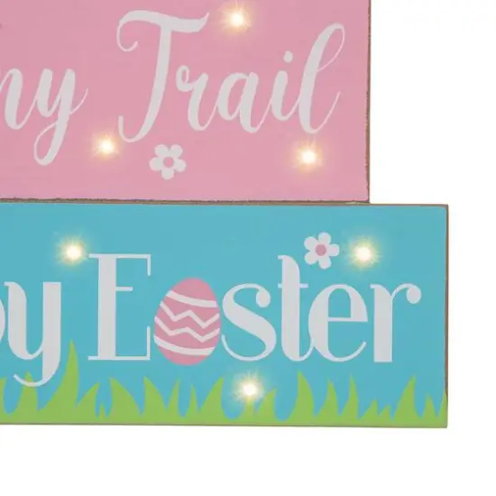 Glitzhome&reg; 12" Easter LED Lighted Wooden & Metal Block Word Sign {6}