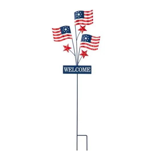 Glitzhome&reg; 42" Patriotic Welcome Metal Flags Yard Stake {1}