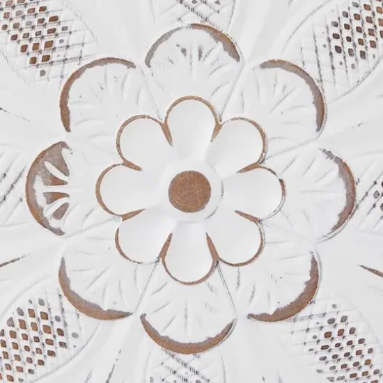 Set of 2 White Wood Traditional Floral Wall Decor, 18" x 18" {5}