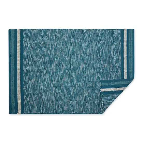DII&reg; Modern Stripe Variegated Handwoven Recycled Yarn Rug, 2ft. x 3ft. Teal {5}