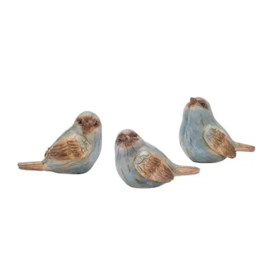 3" Rustic Blue Bird Figurine Set {7}
