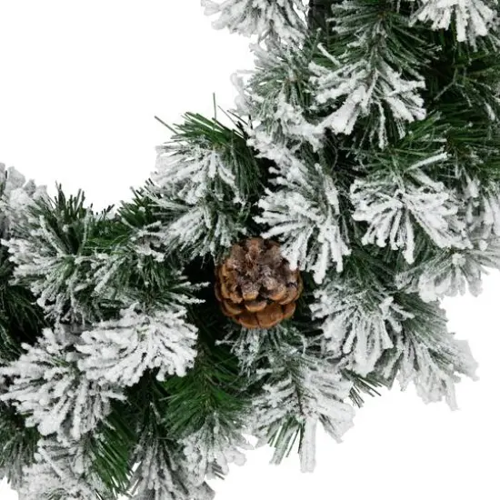 24" Flocked Angel Pine & Pinecones Wreath {8}