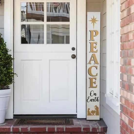 Glitzhome&reg; 60'' PEACE Nativity Wooden Porch Sign {3}