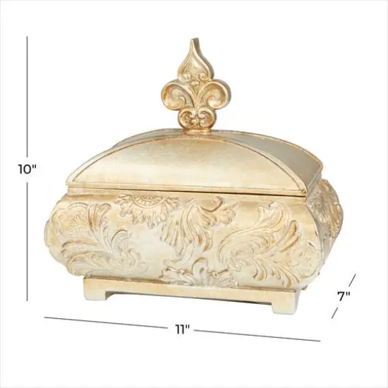11" Gold Rectangular Traditional Decorative Jar {9}