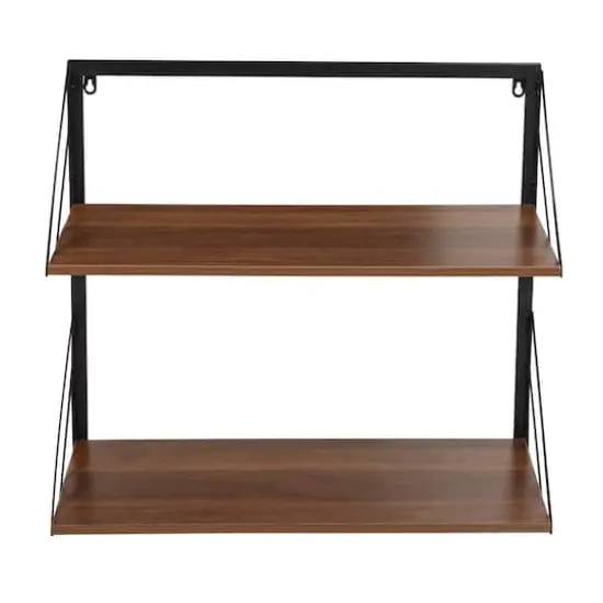 Honey Can Do Walnut 2-Tier Floating Wall Shelf {8}
