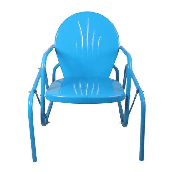 Outdoor Retro Metal Tulip Glider Patio Chair Sky Blue {1}