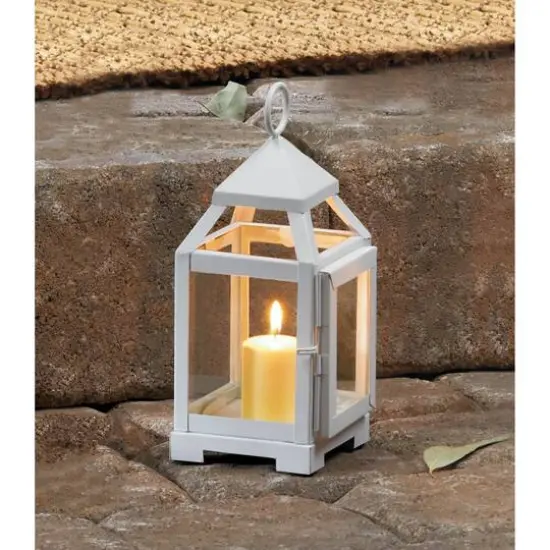 8.75" White Mini Contemporary Lantern {3}
