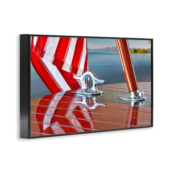 Stupell Industries Flag On Boat Hull Framed Giclee Art Black {4}