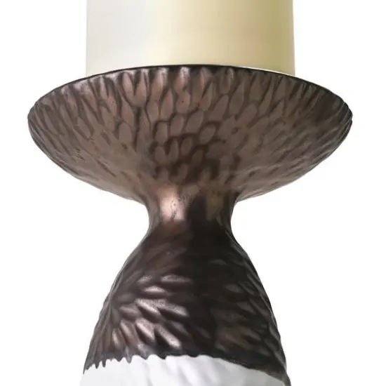 American Art Decor Twin Crucibles 2-Piece Table Top Candle Holder Set in White - 15.25" x 4.5", 15.25" x 4.5" {6}