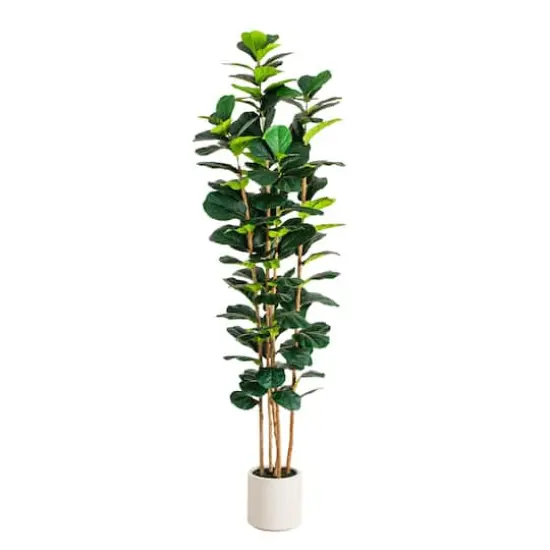 8ft. Artificial Fiddle Leaf Tree in Decorative White Planter {1}