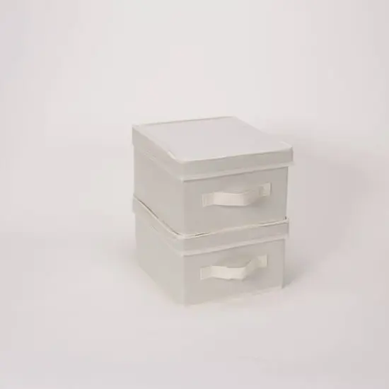 Household Essentials Medium Natural Canvas Storage Bin with Lid {8}