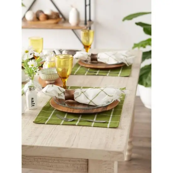 DII&reg; Ventana Green Check Fringed Cloth Dinner Napkins, 6ct. {7}