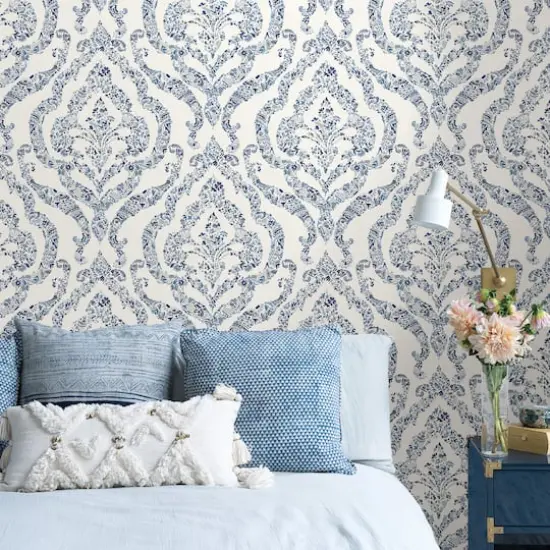 NuWallpaper Blue Guildford Peel & Stick Wallpaper {3}