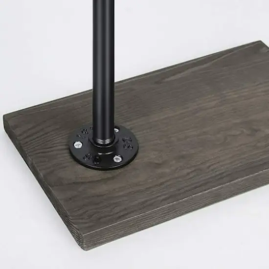 NEX&trade; 24" Brown Freestanding Iron Pipe Toilet Paper Holder with Solid Wood Base {4}