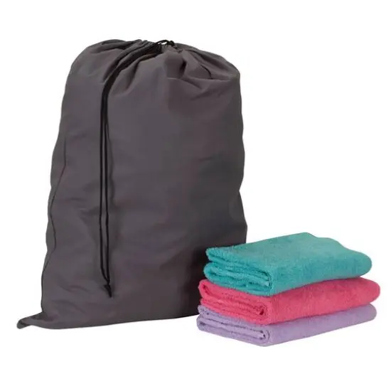 Household Essentials 36" Cotton Drawstring Laundry Bag Gray {6}