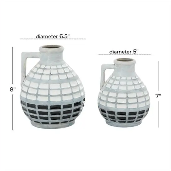 Gray Ceramic Coastal Vase Set {8}