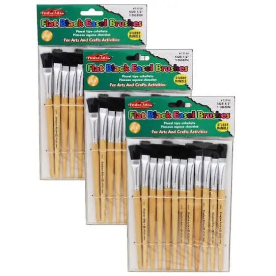 Charles Leonard Flat Tip Easel Paint Brushes, 3 Packs of 12 {1}