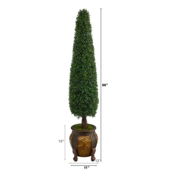 5.5ft. Boxwood Topiary Artificial Tree in Decorative Planter UV Resistant (Indoor/Outdoor) {3}