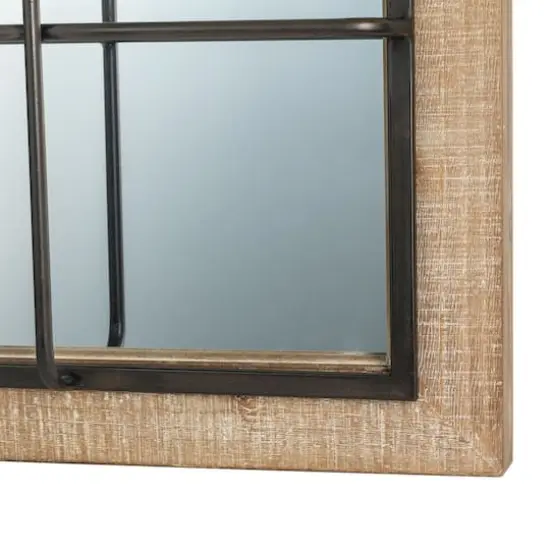 Glitzhome&reg; 31.5" Farmhouse Wooden & Metal Windowpane Rectangular Wall Mirror {5}