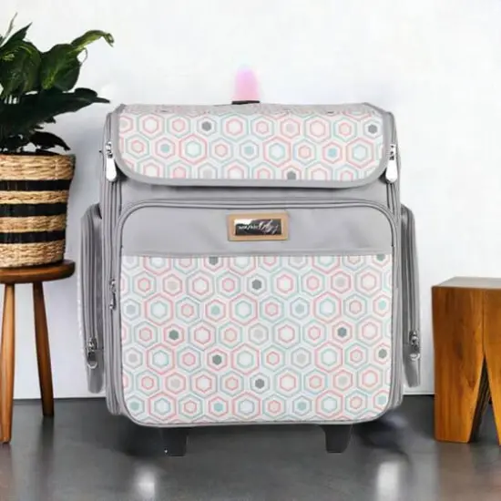 Everything Mary Gray Hexagon Rolling Scrapbook Storage Tote {7}
