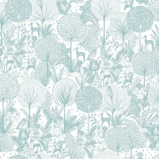 Roommates Forest Friends Peel & Stick Wallpaper Gray/White {2}