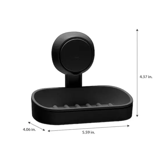 Bath Bliss Matte Black Gel-Suction Soap Dish {3}