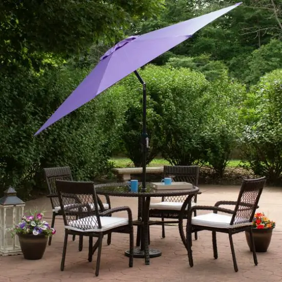 9ft. Outdoor Patio Market Umbrella with Hand Crank & Tilt Purple/Black {4}