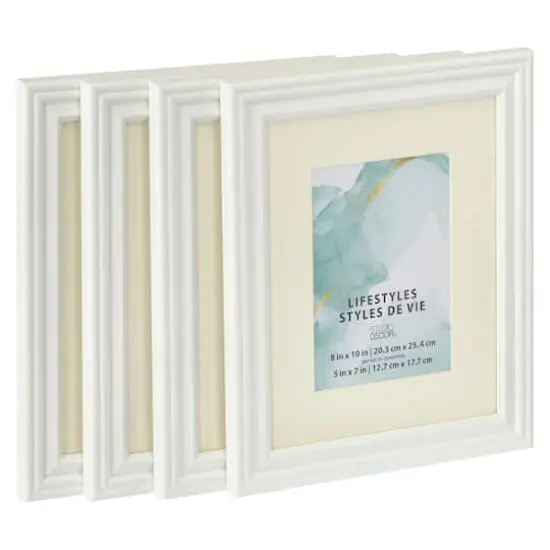 4 Pack Lifestyles 5" x 7" White Frames with Mat by Studio D&eacute;cor&reg; {1}