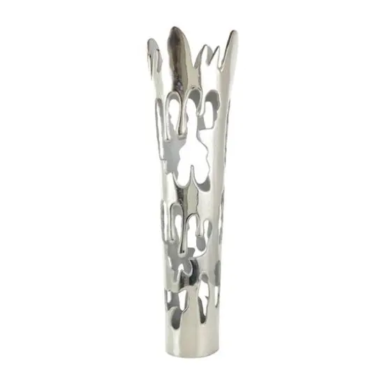 31" Silver Aluminum Drip Vase with Melting Designed Body {1}