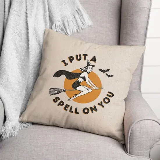 Retro Witch Throw Pillow {3}